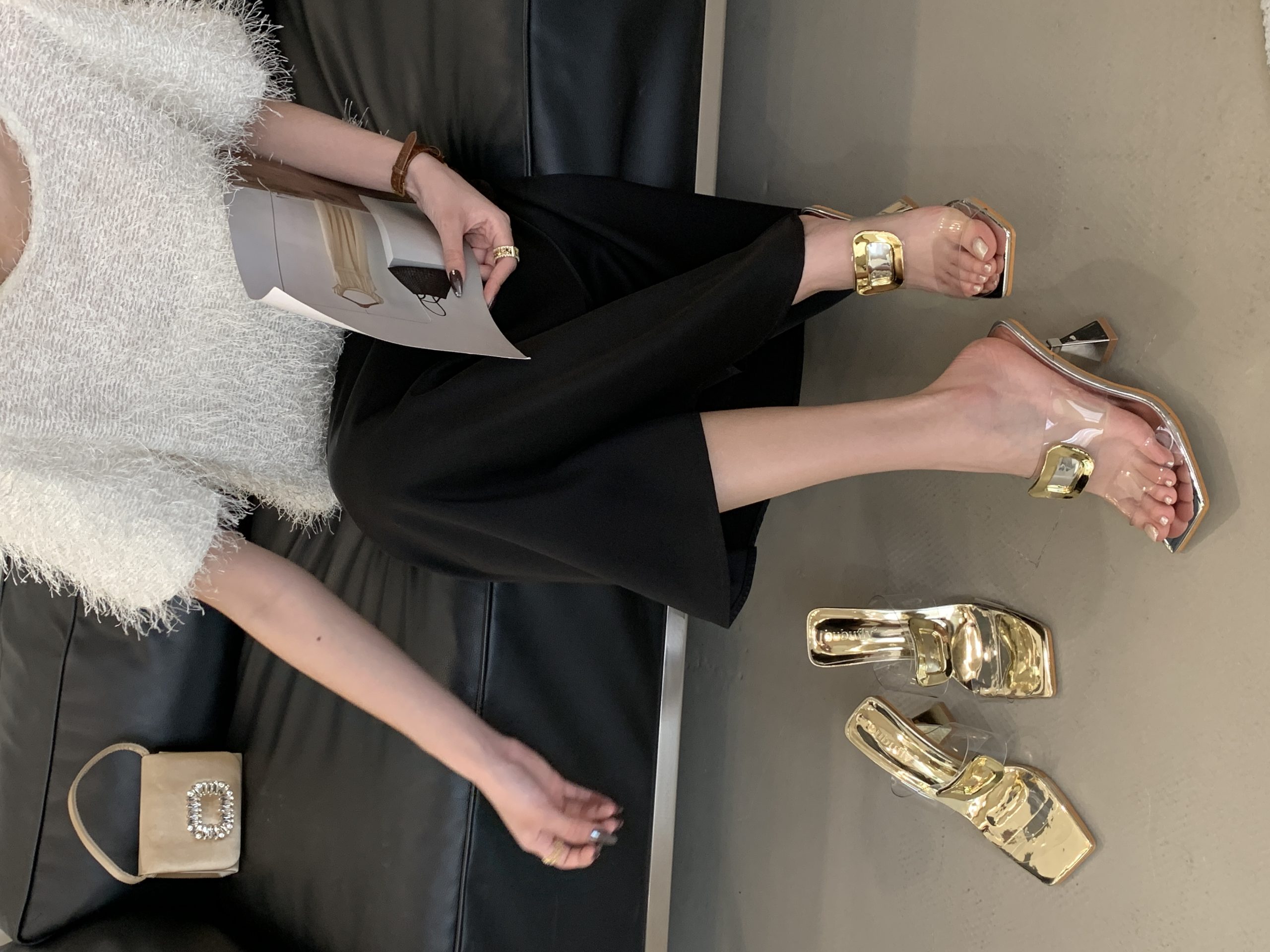 Women's Summer Sandals 2025 New Style Fairy Fashion Temperament French Sexy Transparent High Heels Thin Heel