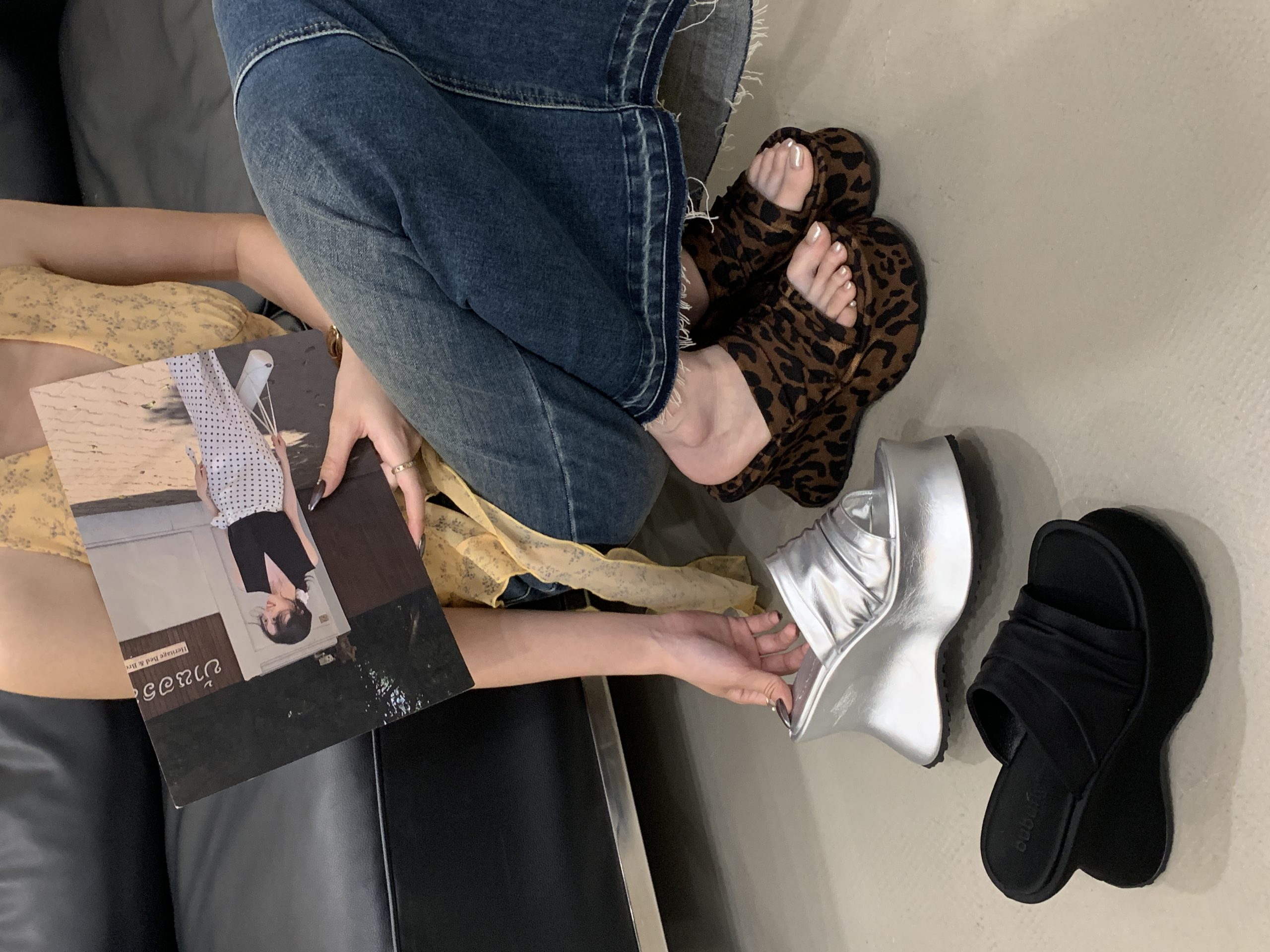 BUBUFLY 2025 Summer New European American Style Platform Wedge Ankle Strap Slipper Sandals for Women