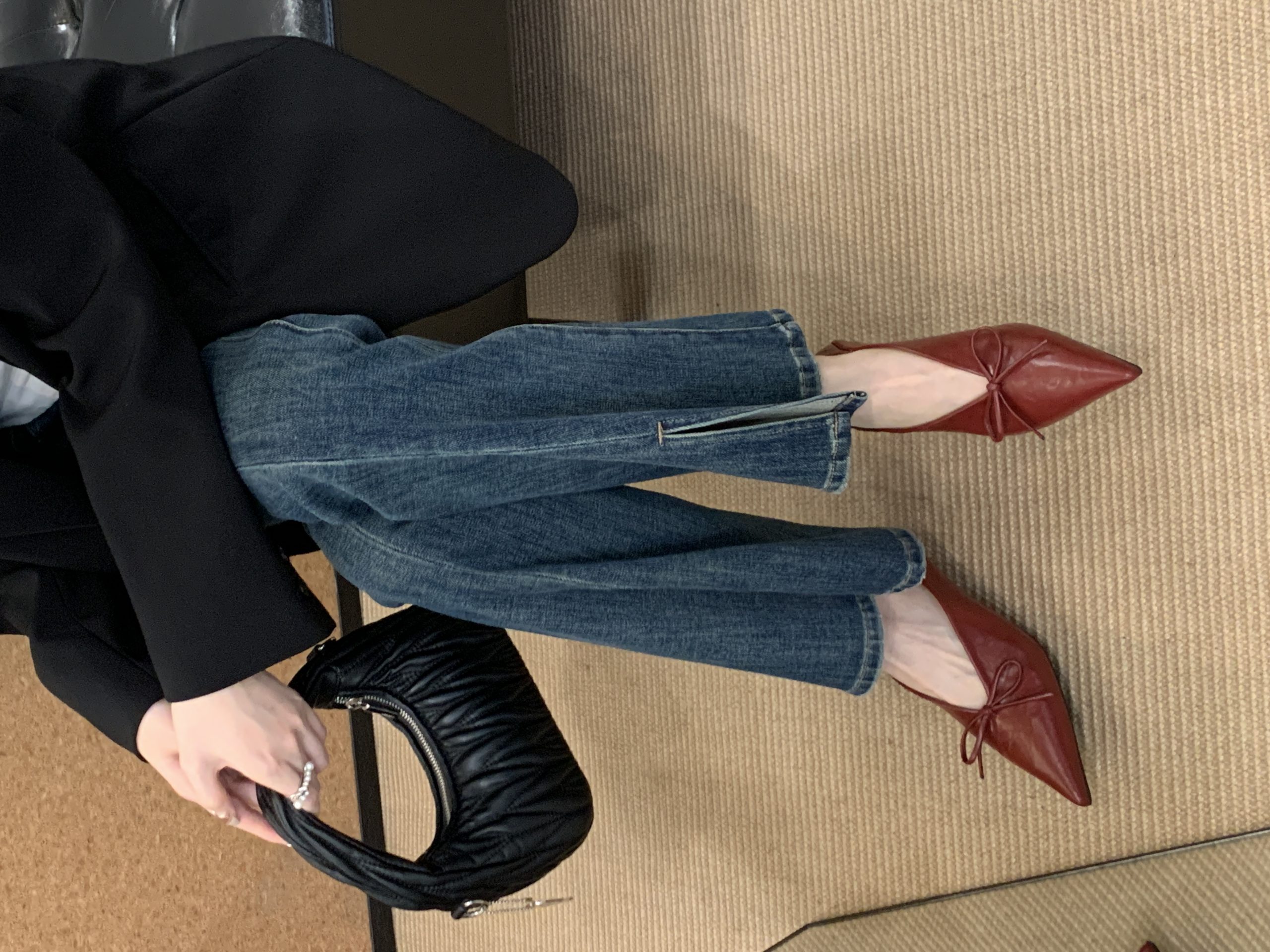 2025 New French Style Bowknot Low Heel Shallow Mouth Women's Flats Comfortable Versatile Simple Shoes