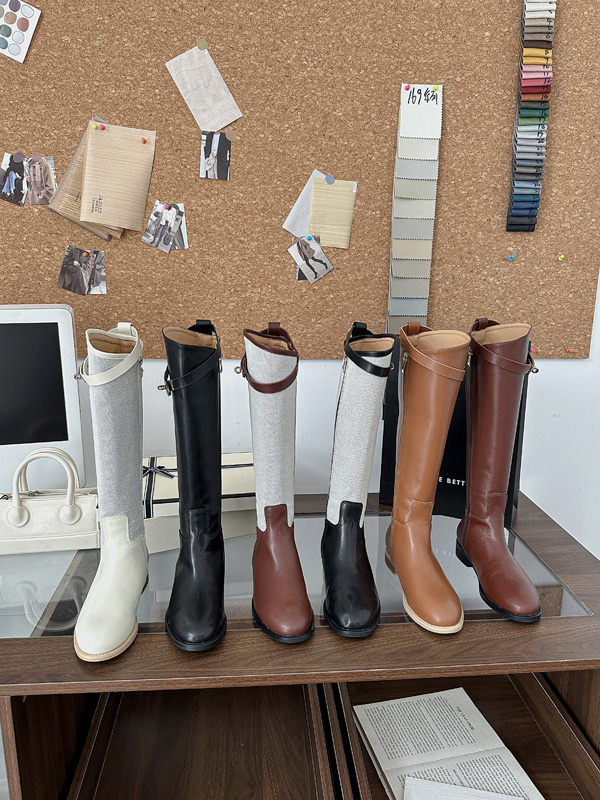 Dumier Women's PU Leather Over-the-Knee Boots Round Toe Low Heel Fall Winter - Image 2
