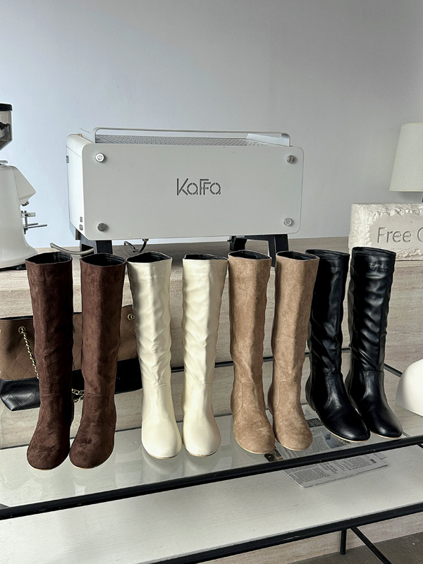 Dumier Women's High-Top Fashion Boots with Wedge Heel, PU Lining, Suede Upper, Round Toe, Mid Heel, Fall Winter 2025