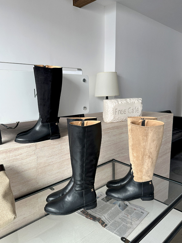 Autumn Winter Side Zipper Chanel Style Over Knee Women's Long Boots - Image 3