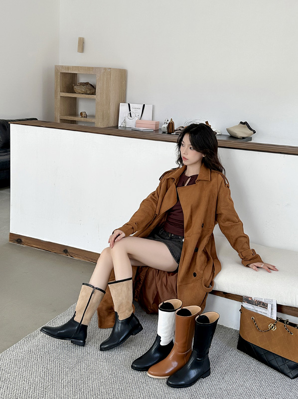 Women's Mid-Calf Ankle Boots Autumn Winter Fashion Boots Round Toe Low Heel PU - Image 4