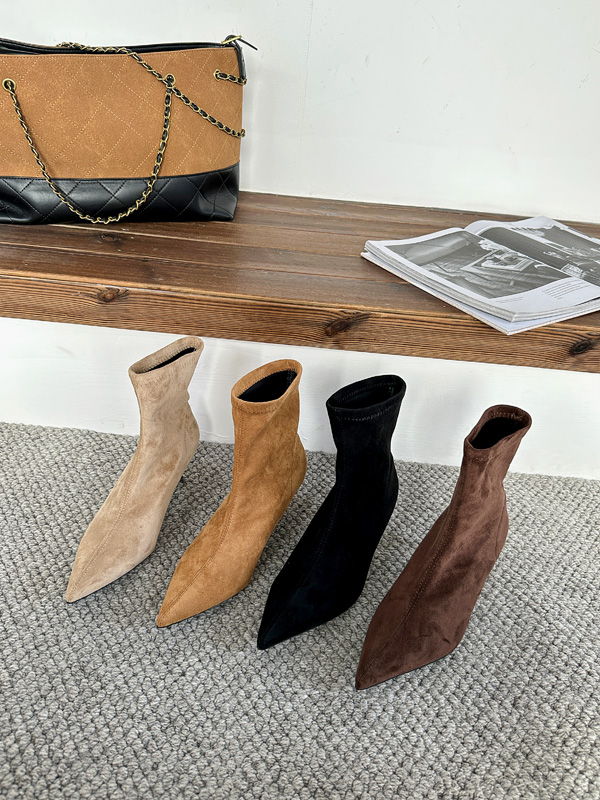 Dumier 2025 Autumn Winter Women's Short Ankle Boots Pointed Toe Mid Heel Suede Fashion Boots - Image 2