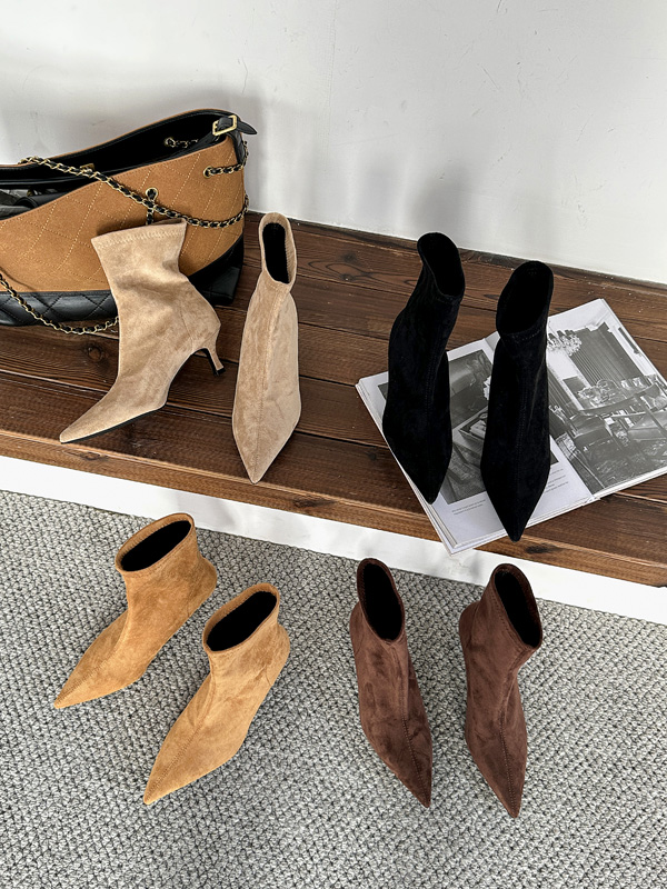Dumier 2025 Autumn Winter Women's Short Ankle Boots Pointed Toe Mid Heel Suede Fashion Boots - Image 3