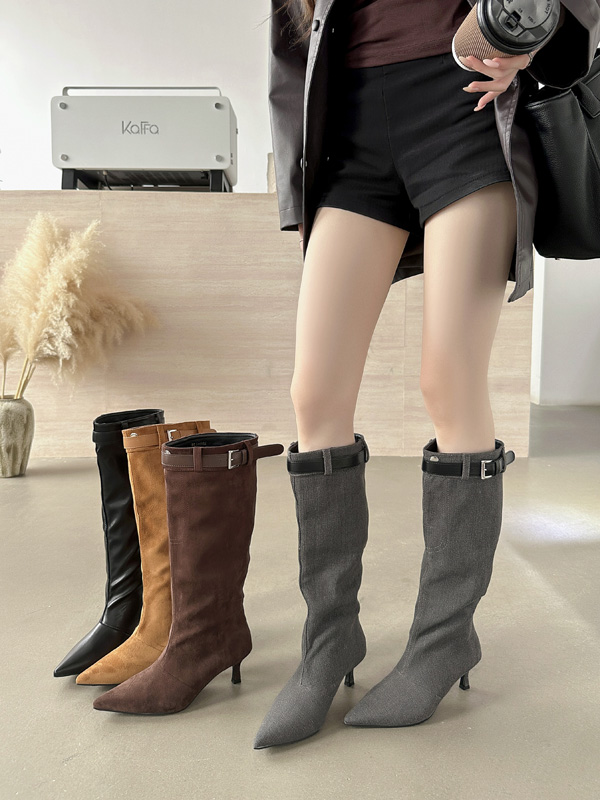 New Autumn Winter Pointed Toe Women's Korean Style Tall Boots - Image 4